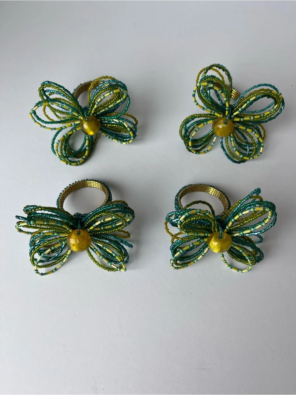 Pier 1 Butterfly Beaded Napkin Ring Set of 4